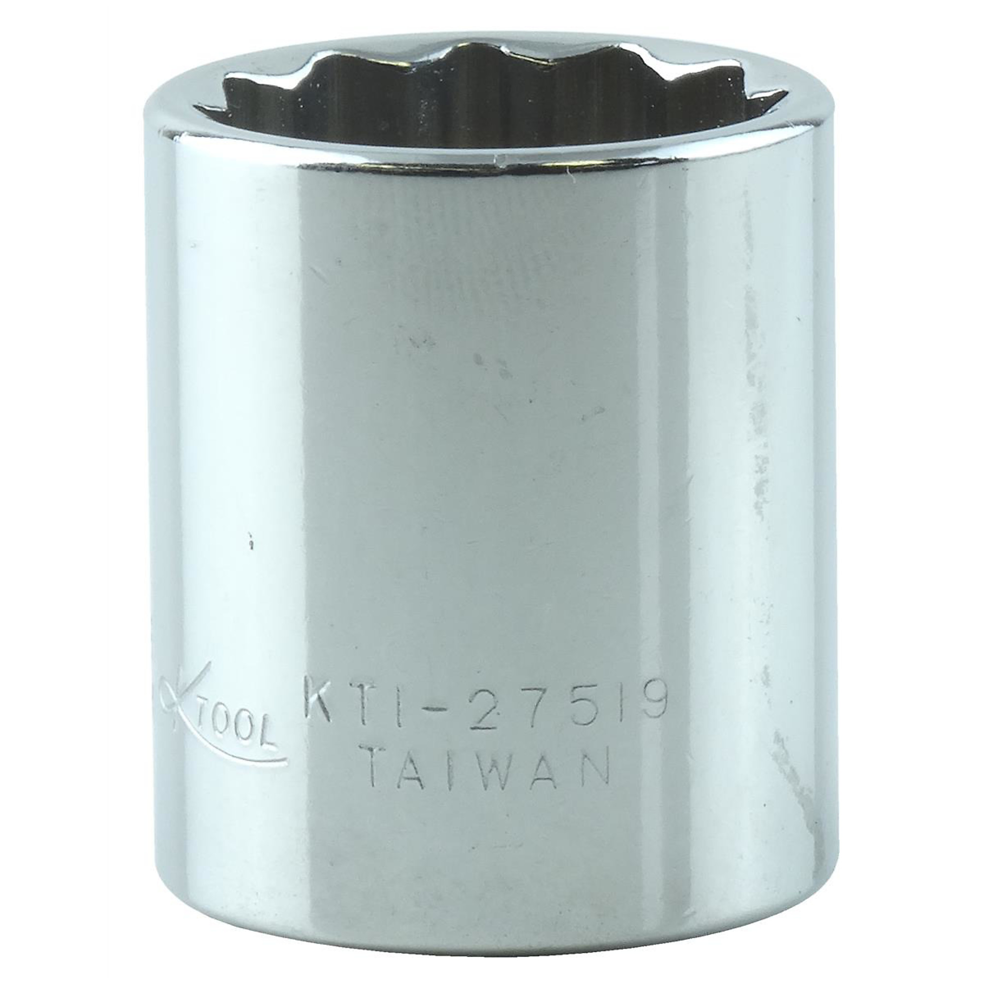 K Tool International 19mm 12-Point Short Socket — 3/8in. Drive, Chrome Vanadium Steel, Model# KTI27519